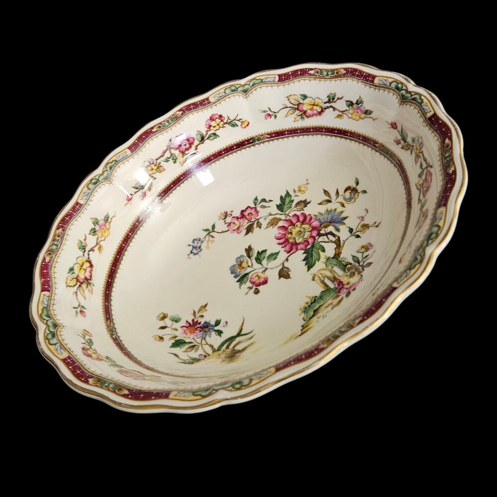 Marlborough Royal Petal Grindley England Oval Floral Serving Bowl Vintage